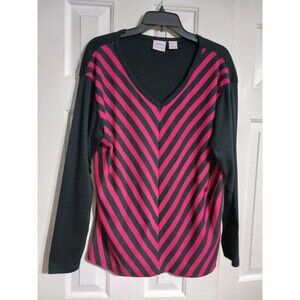 Women's Southern Expressions Long Sleeve V-Neck Top Size XL Pink